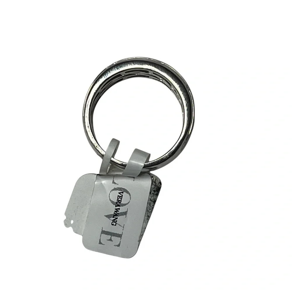 Vera Wang Men's 1/20 CT. T.W. Diamond Four Stone Wedding Band in 14K White Gold - Picture 5 of 14